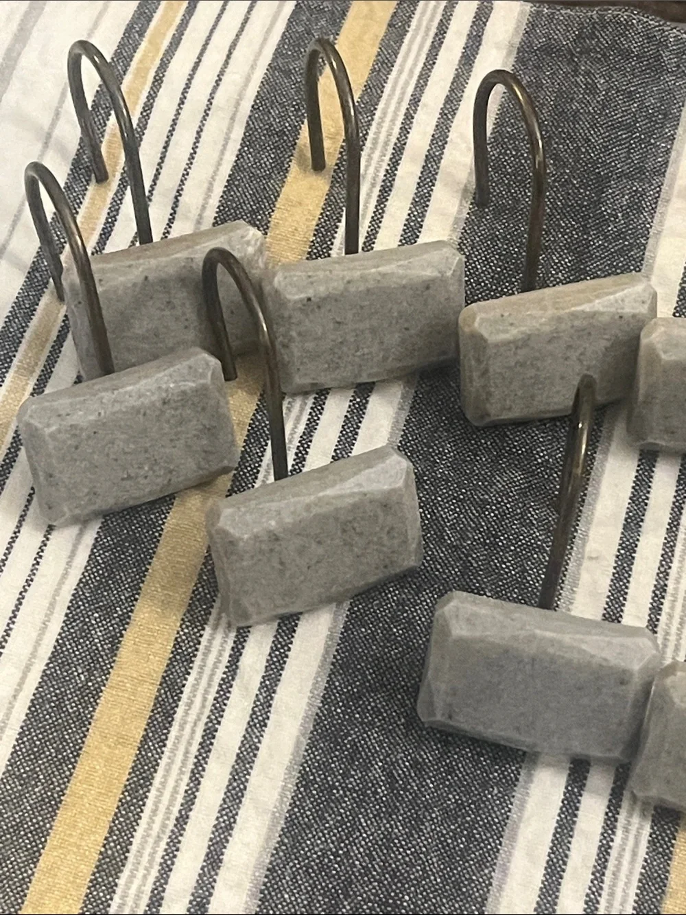 Gray Stone-Look Curtain Hooks - Neutral Home Wall Decor 154